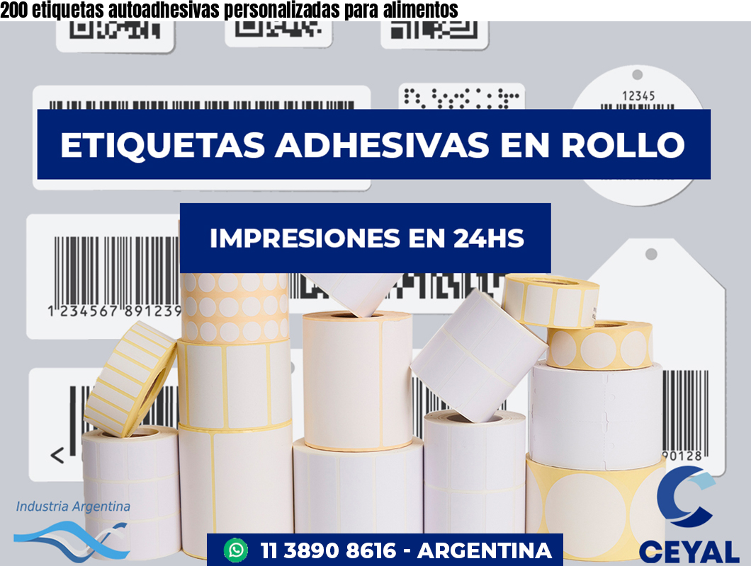 200 etiquetas autoadhesivas personalizadas para alimentos