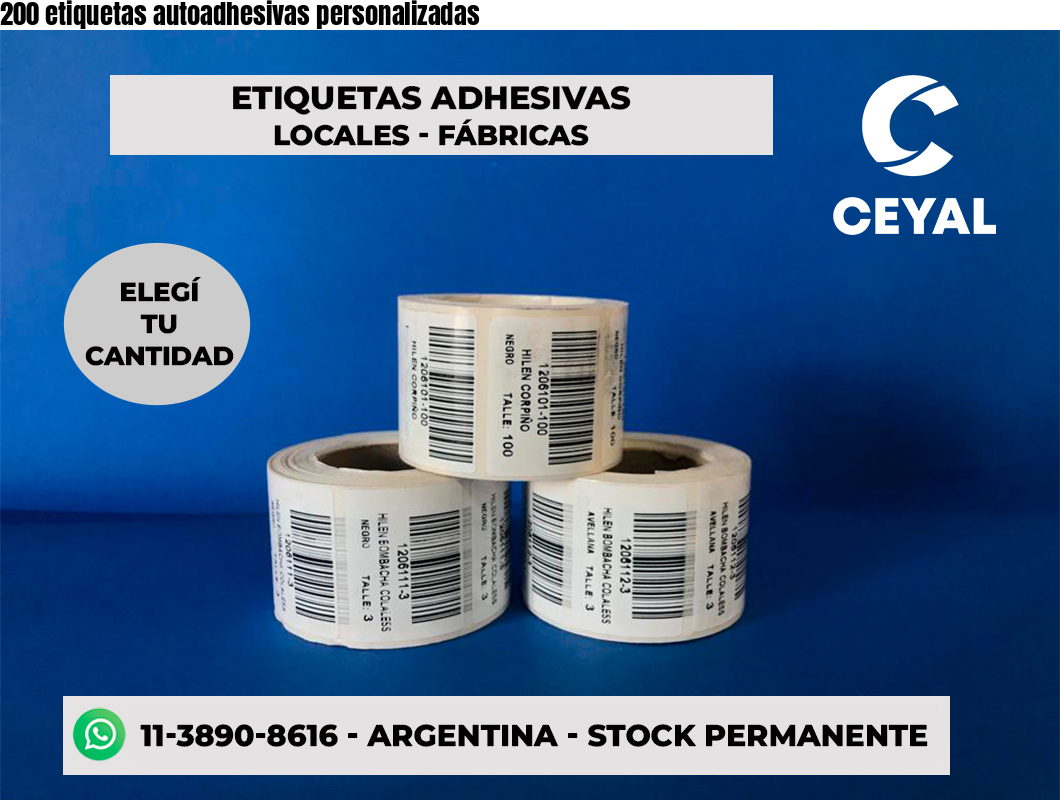 200 etiquetas autoadhesivas personalizadas