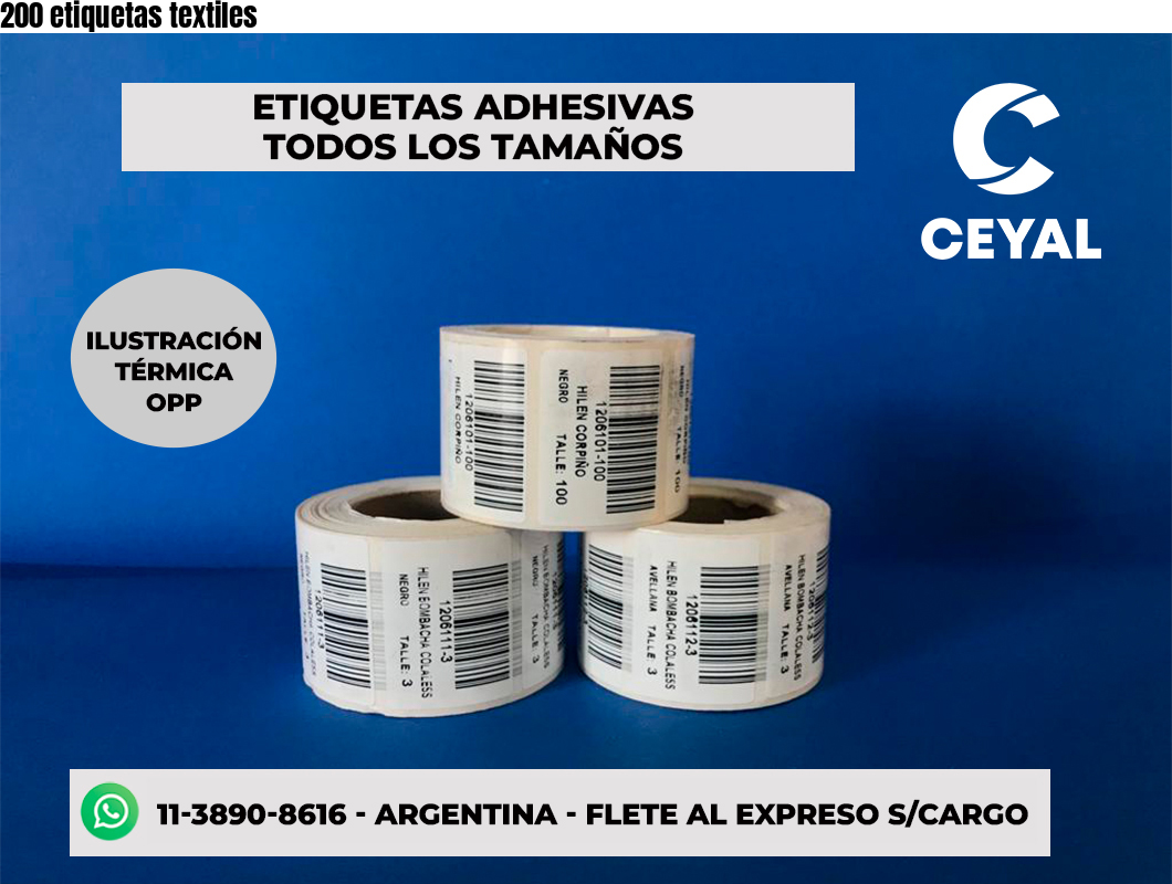 200 etiquetas textiles