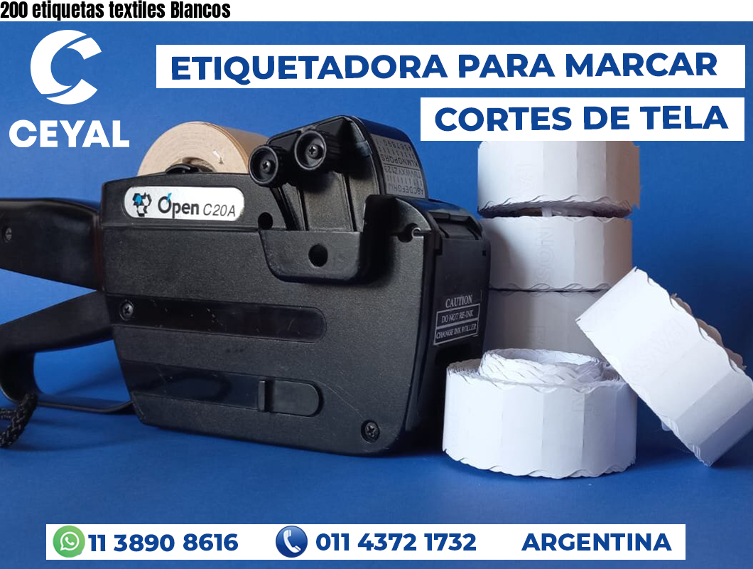 200 etiquetas textiles Blancos