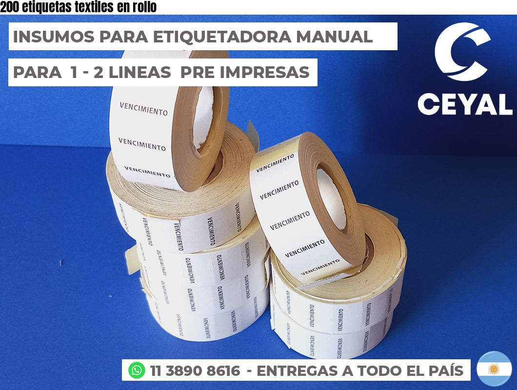 200 etiquetas textiles en rollo