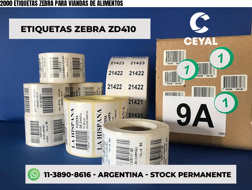 2000 ETIQUETAS ZEBRA PARA VIANDAS DE ALIMENTOS