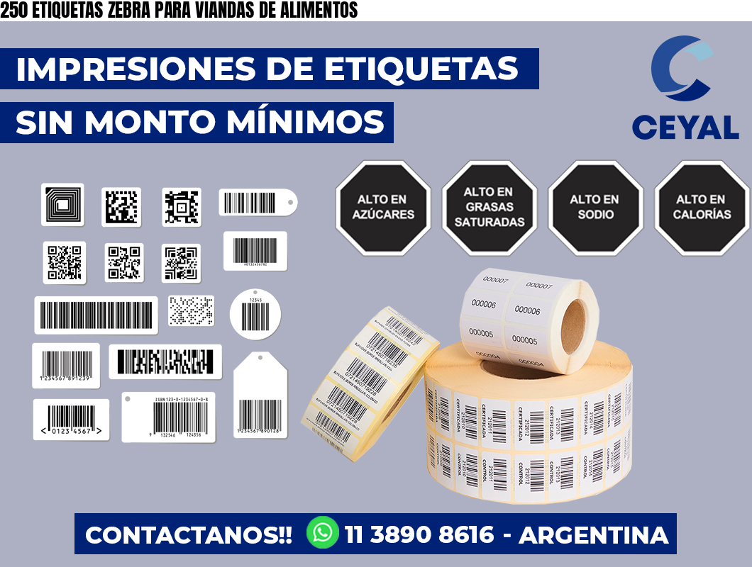 250 ETIQUETAS ZEBRA PARA VIANDAS DE ALIMENTOS