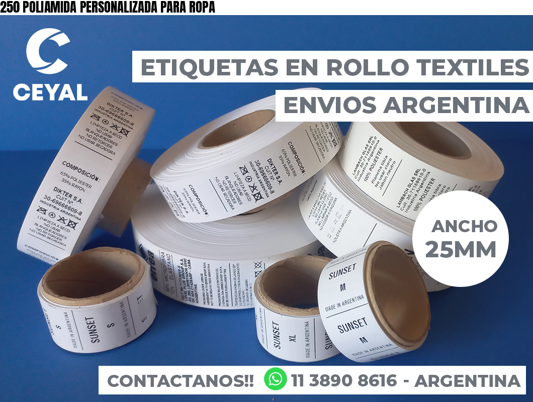 250 POLIAMIDA PERSONALIZADA PARA ROPA