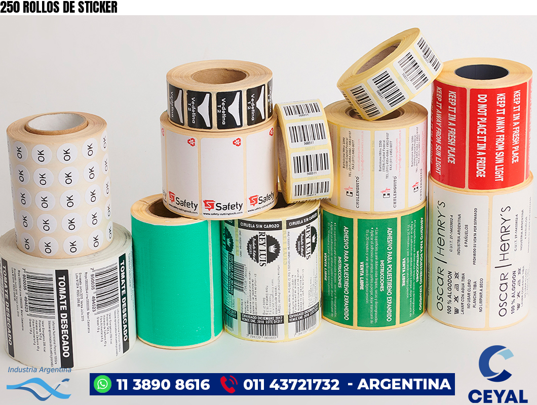 250 ROLLOS DE STICKER