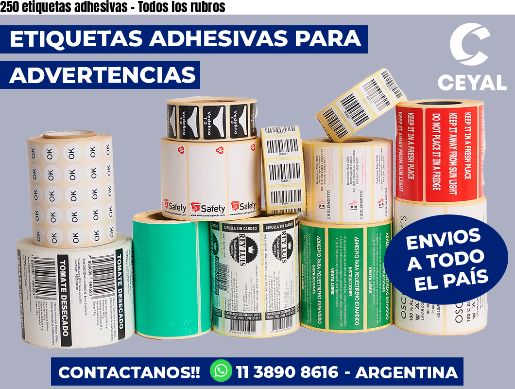 250 etiquetas adhesivas – Todos los rubros