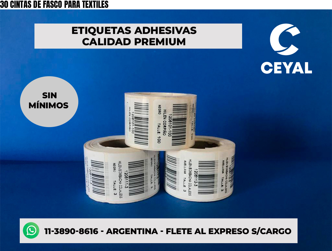 30 CINTAS DE FASCO PARA TEXTILES
