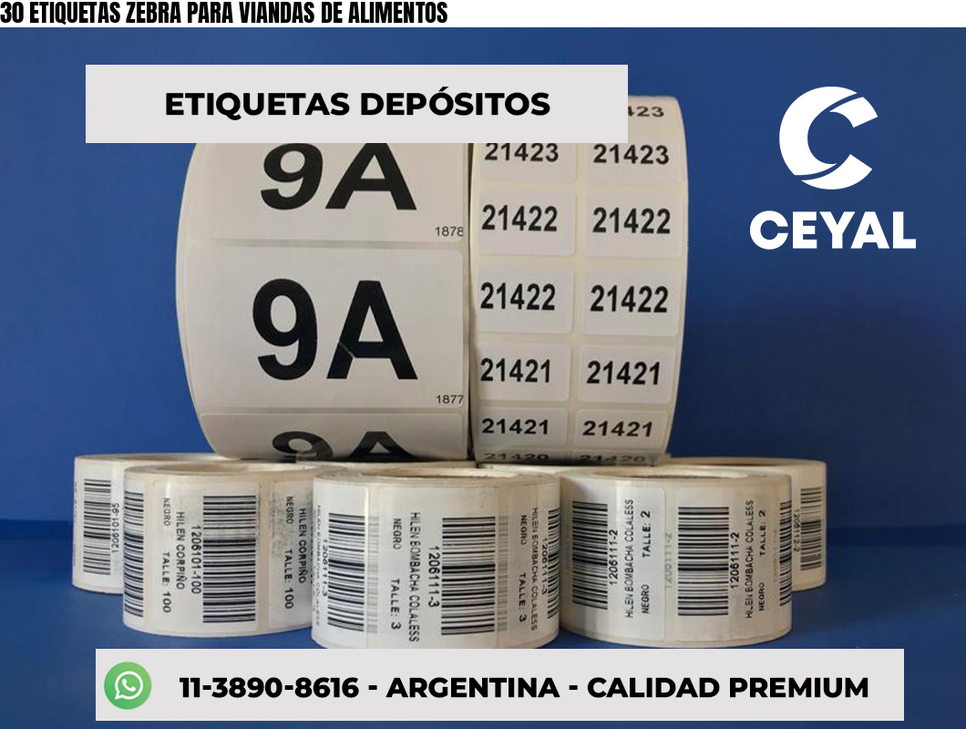 30 ETIQUETAS ZEBRA PARA VIANDAS DE ALIMENTOS