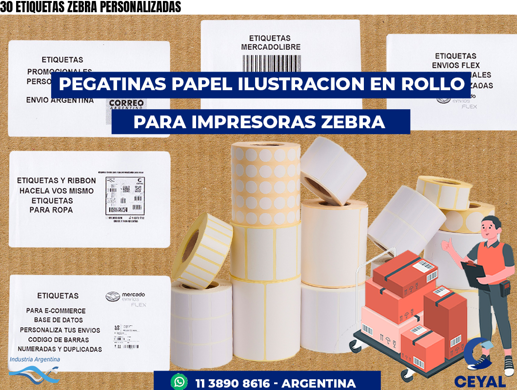30 ETIQUETAS ZEBRA PERSONALIZADAS