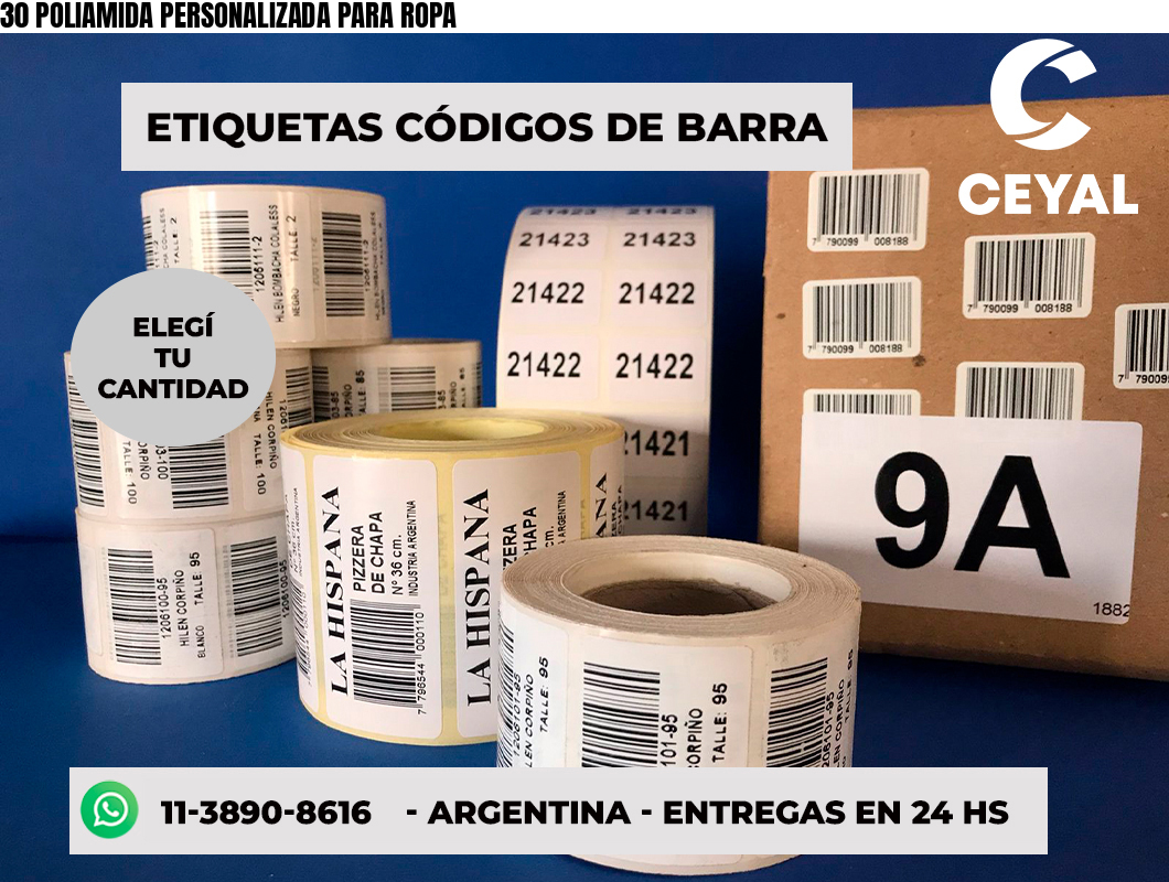 30 POLIAMIDA PERSONALIZADA PARA ROPA