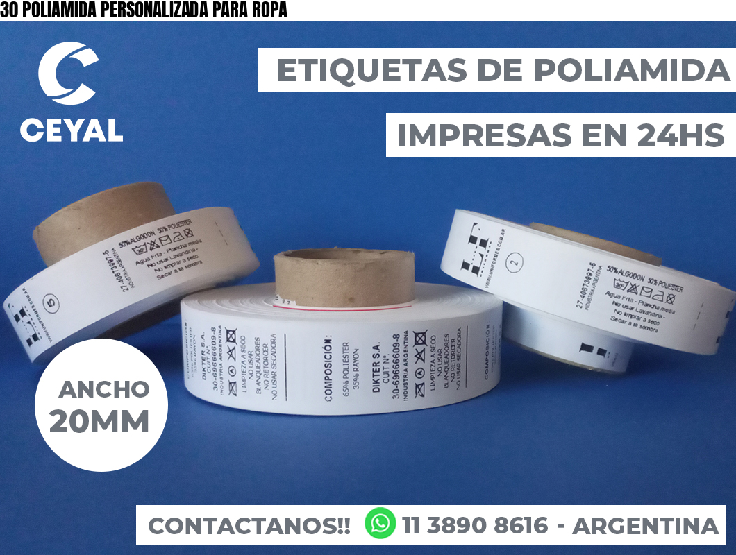 30 POLIAMIDA PERSONALIZADA PARA ROPA