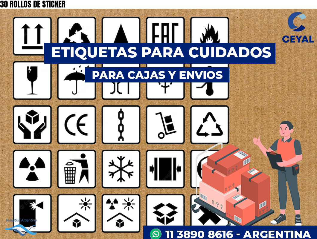 30 ROLLOS DE STICKER
