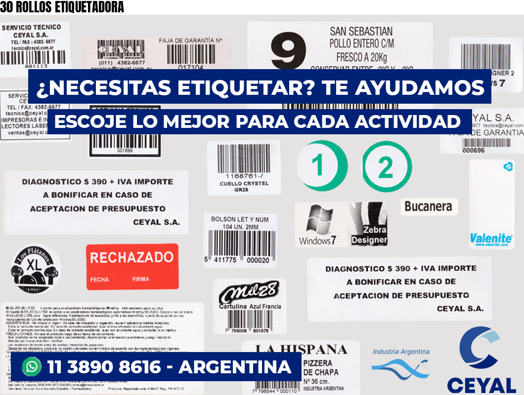 30 ROLLOS ETIQUETADORA