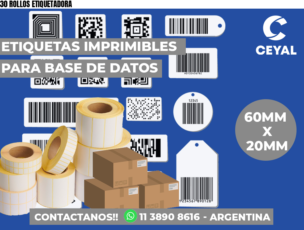 30 ROLLOS ETIQUETADORA