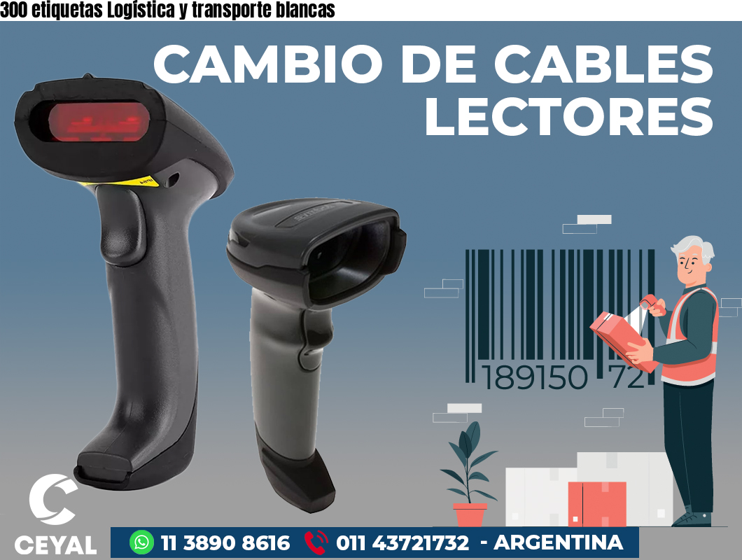 300 etiquetas Logística y transporte blancas