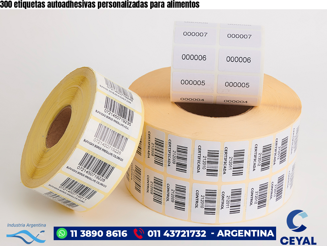 300 etiquetas autoadhesivas personalizadas para alimentos