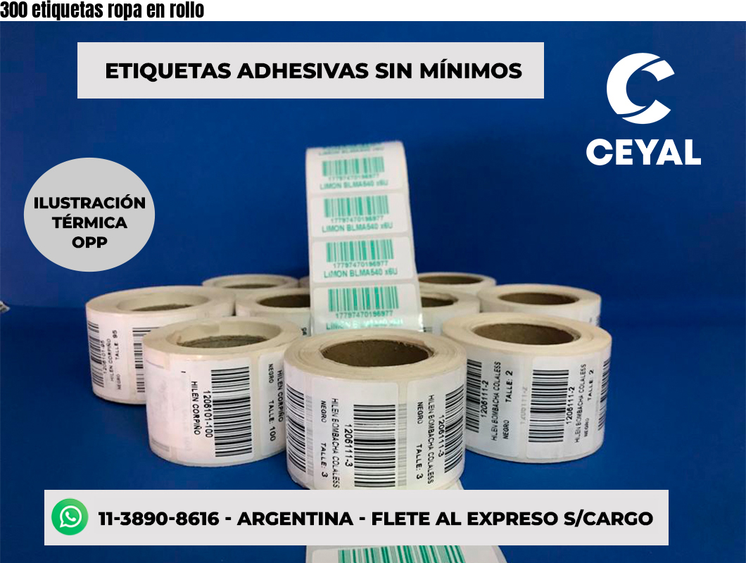 300 etiquetas ropa en rollo
