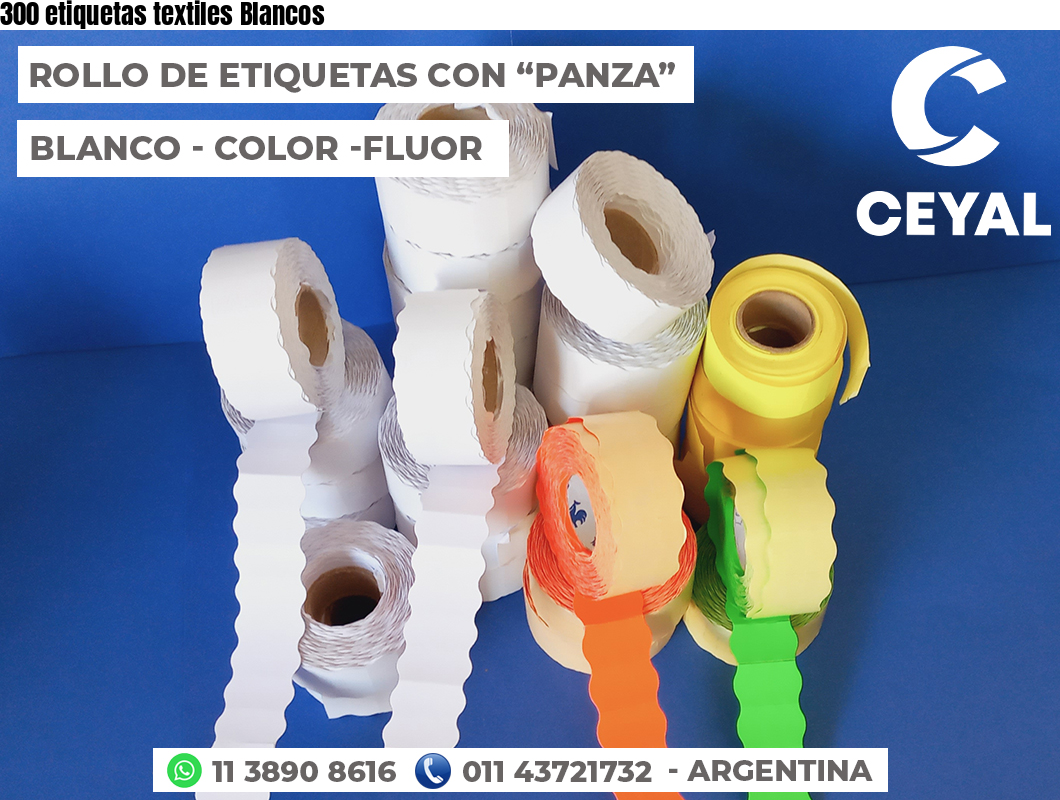300 etiquetas textiles Blancos