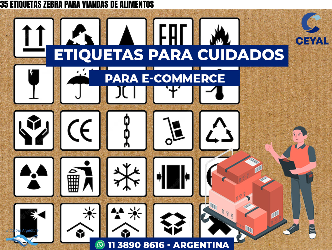 35 ETIQUETAS ZEBRA PARA VIANDAS DE ALIMENTOS