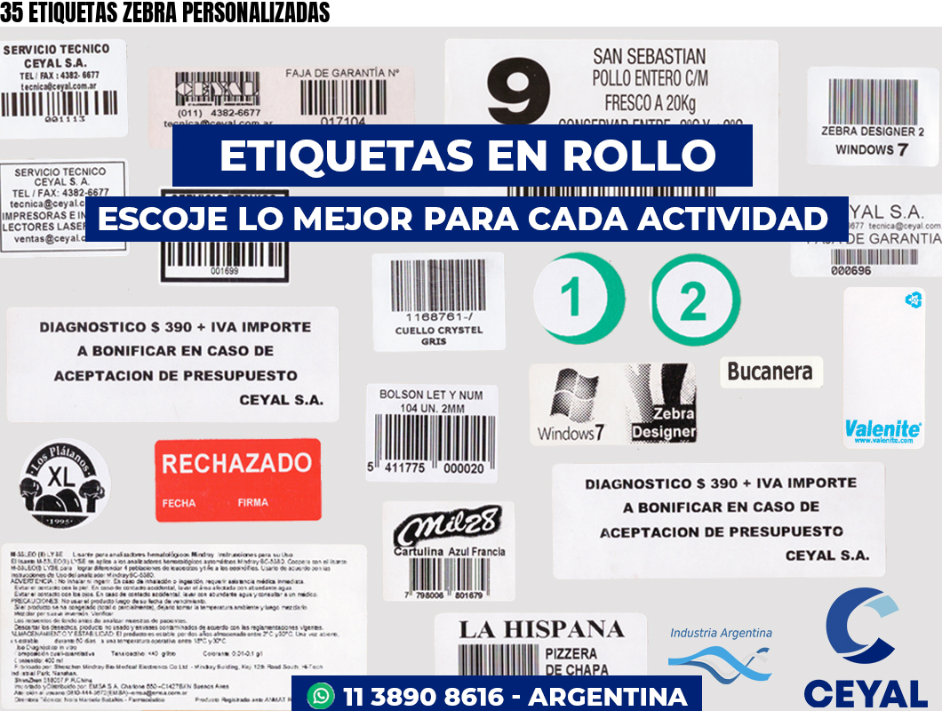 35 ETIQUETAS ZEBRA PERSONALIZADAS