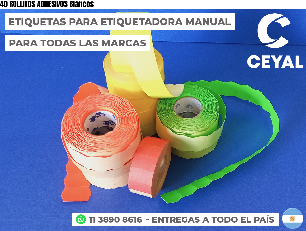40 ROLLITOS ADHESIVOS Blancos