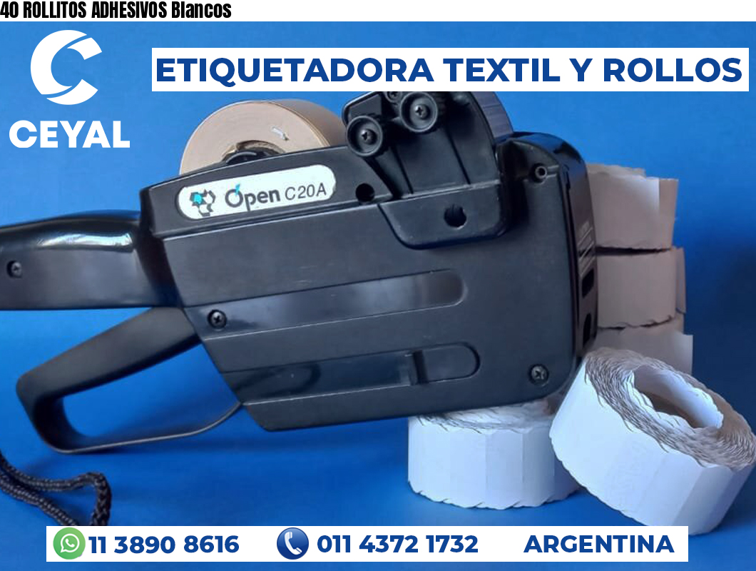 40 ROLLITOS ADHESIVOS Blancos