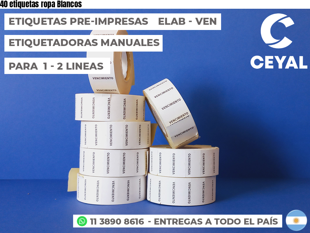 40 etiquetas ropa Blancos