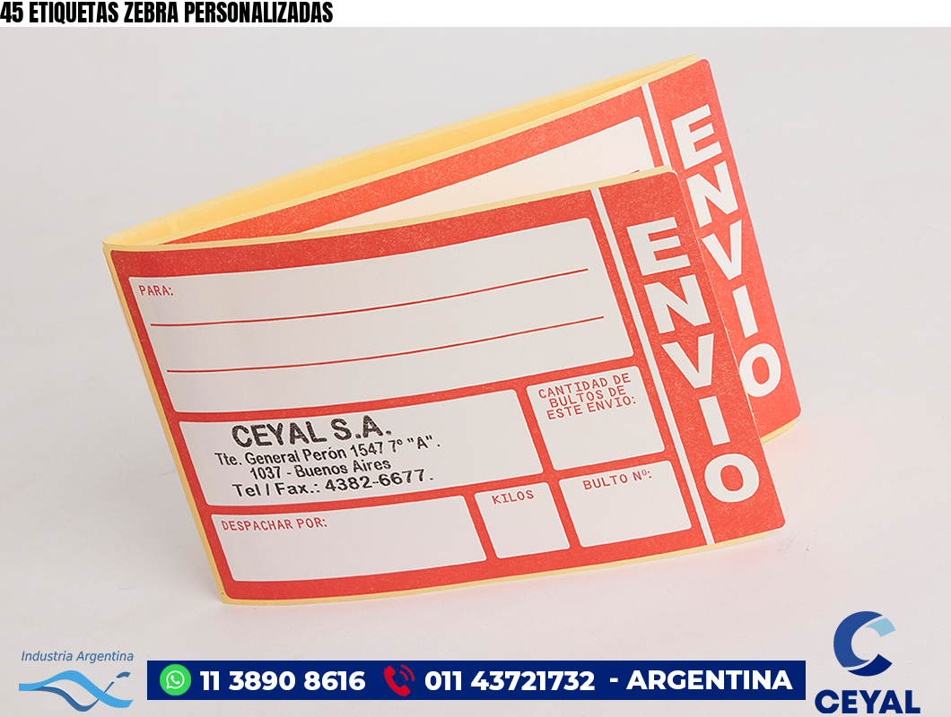 45 ETIQUETAS ZEBRA PERSONALIZADAS