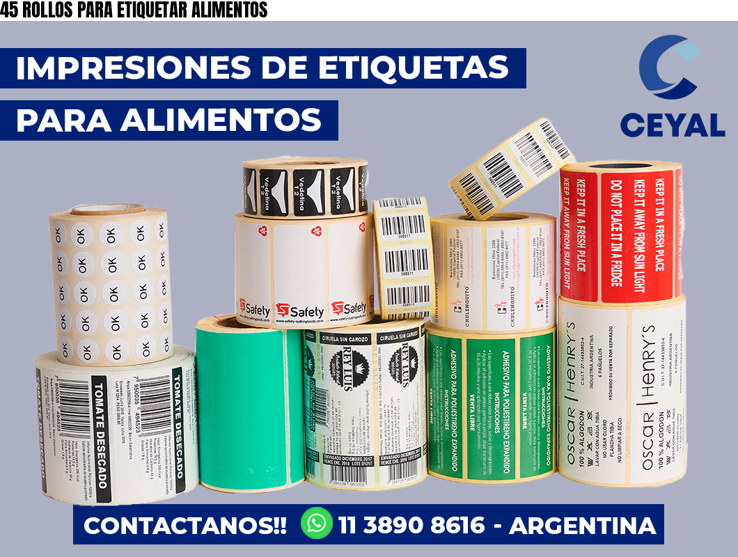 45 ROLLOS PARA ETIQUETAR ALIMENTOS