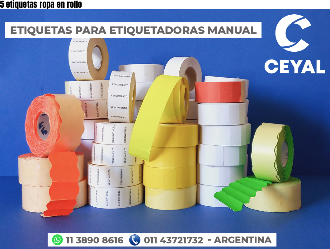 5 etiquetas ropa en rollo