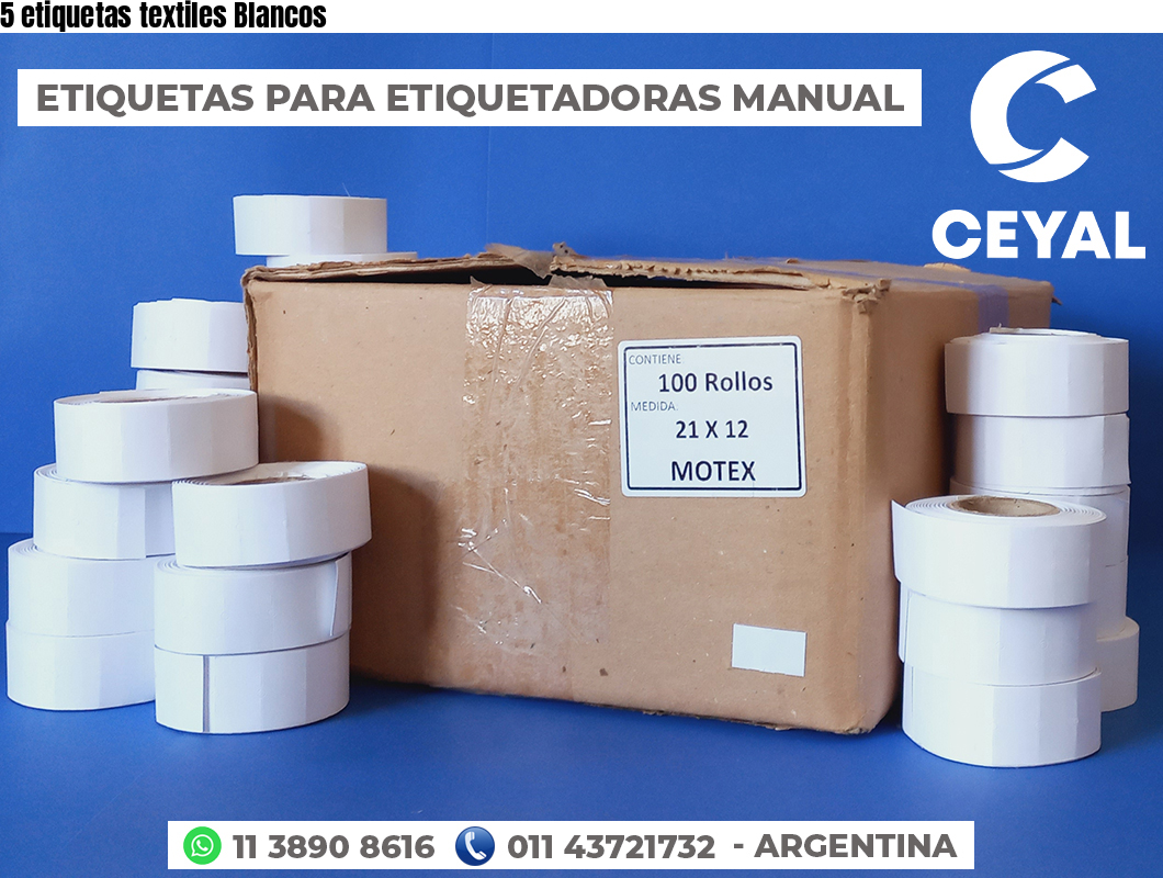5 etiquetas textiles Blancos