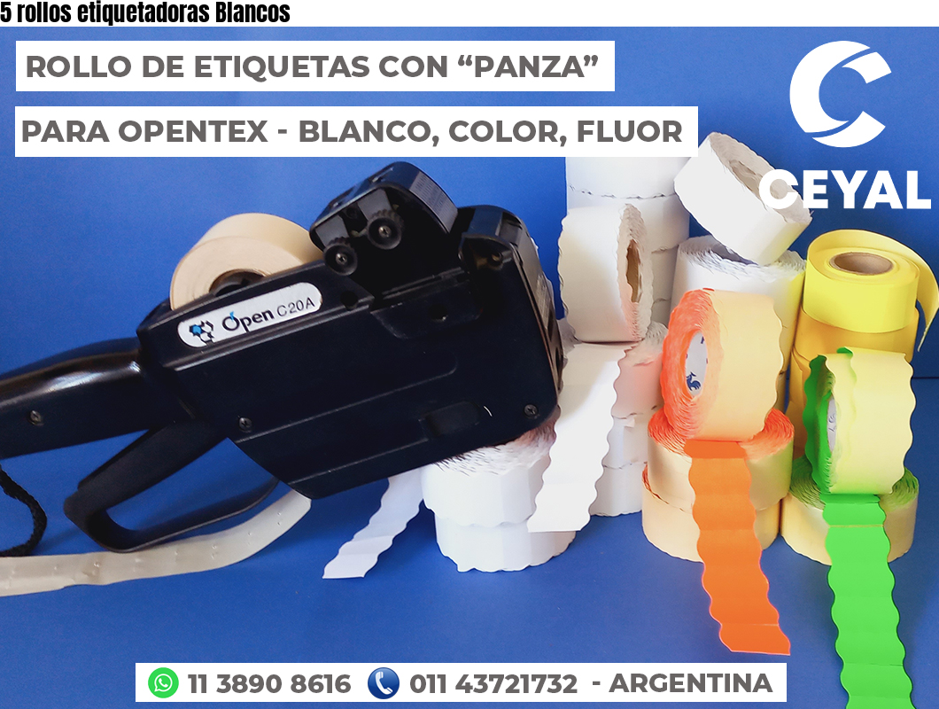 5 rollos etiquetadoras Blancos