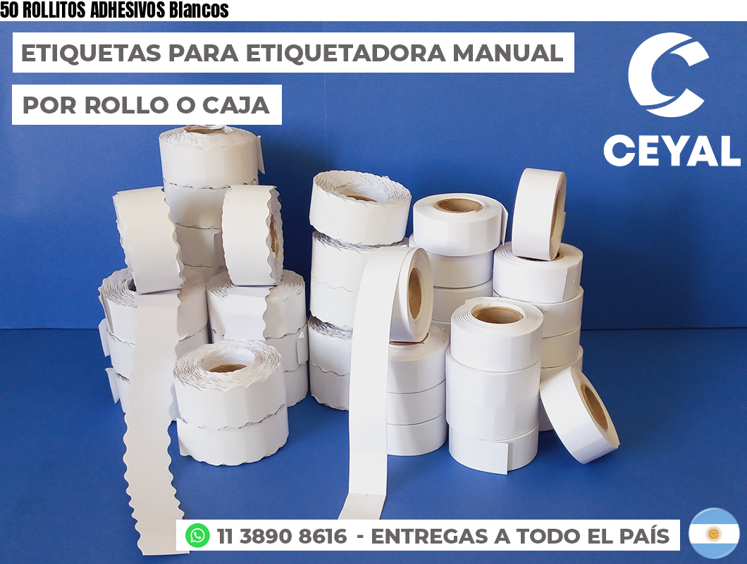 50 ROLLITOS ADHESIVOS Blancos