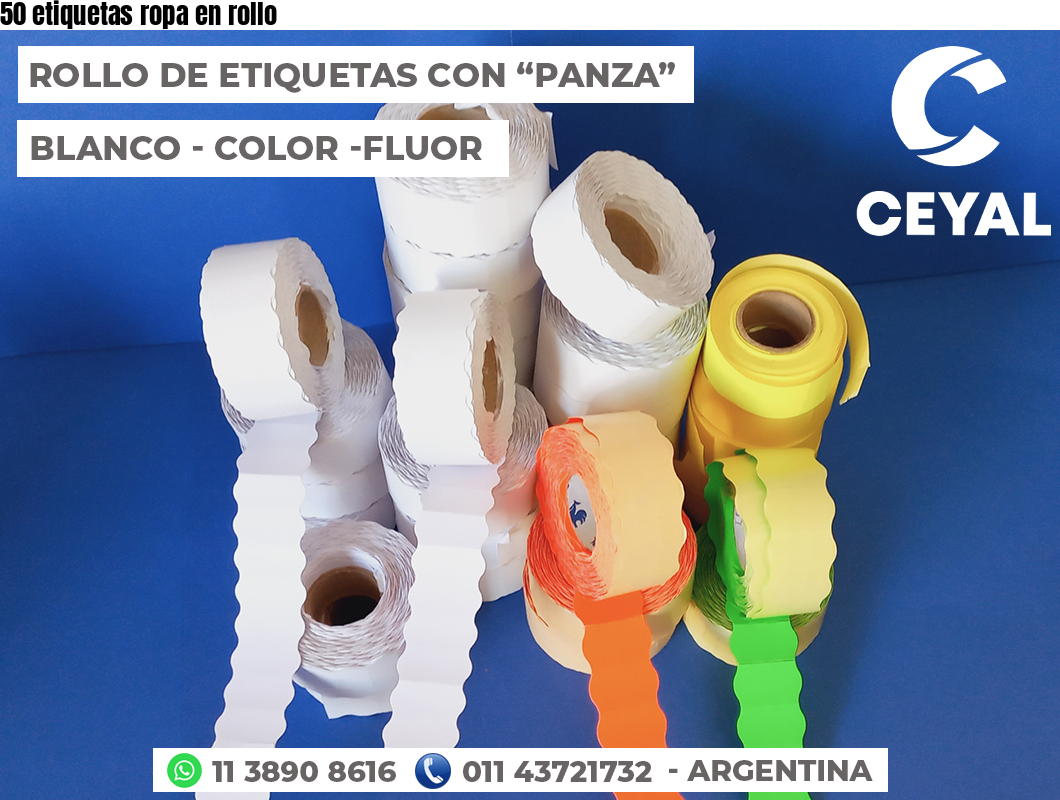 50 etiquetas ropa en rollo