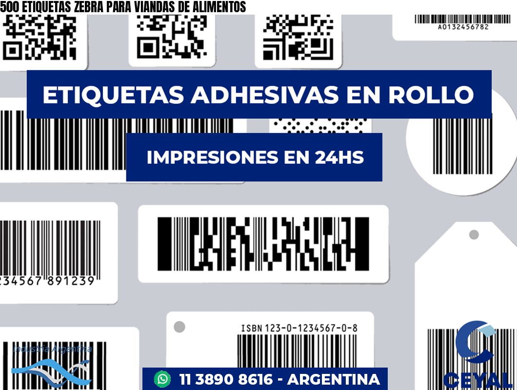 500 ETIQUETAS ZEBRA PARA VIANDAS DE ALIMENTOS