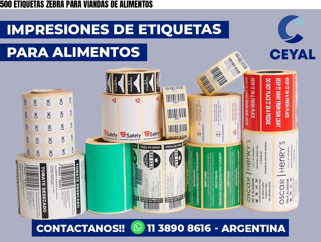 500 ETIQUETAS ZEBRA PARA VIANDAS DE ALIMENTOS