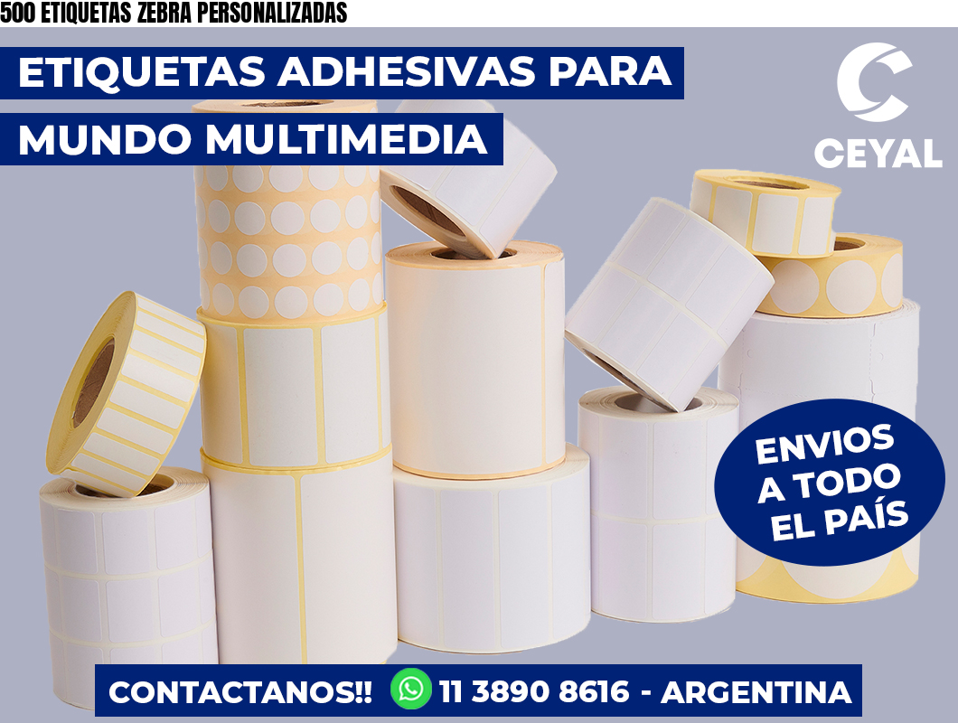 500 ETIQUETAS ZEBRA PERSONALIZADAS
