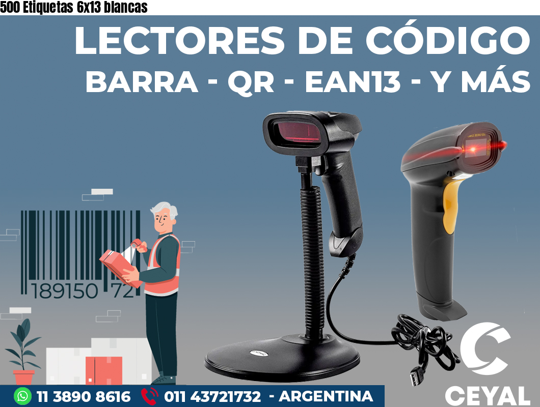 500 Etiquetas 6x13 blancas