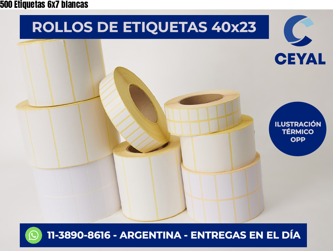 500 Etiquetas 6×7 blancas