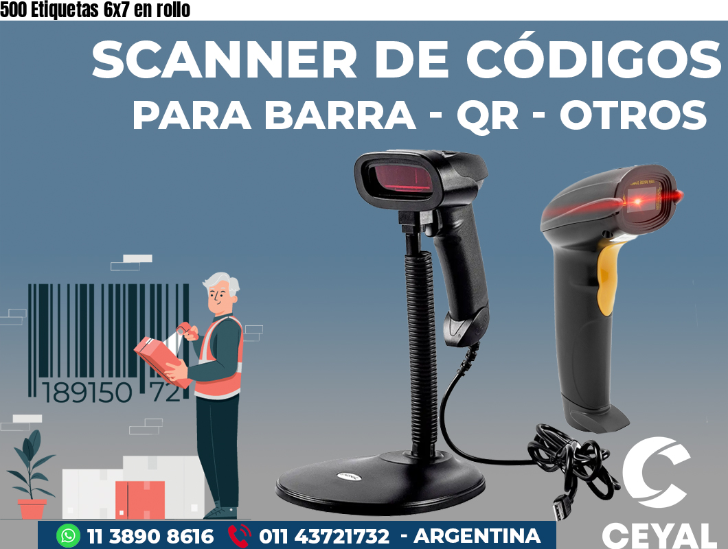 500 Etiquetas 6x7 en rollo