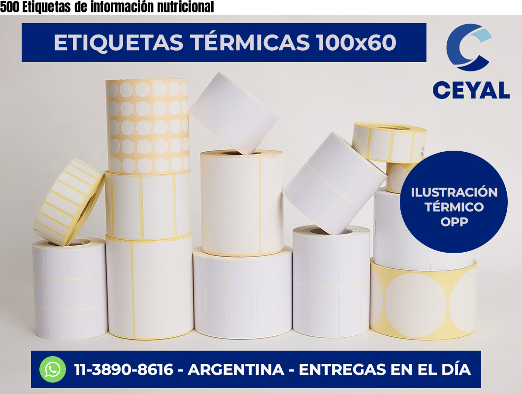 500 Etiquetas de información nutricional