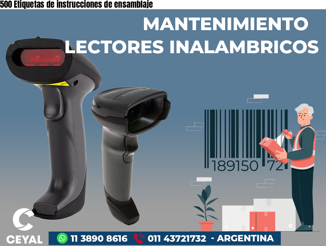 500 Etiquetas de instrucciones de ensamblaje