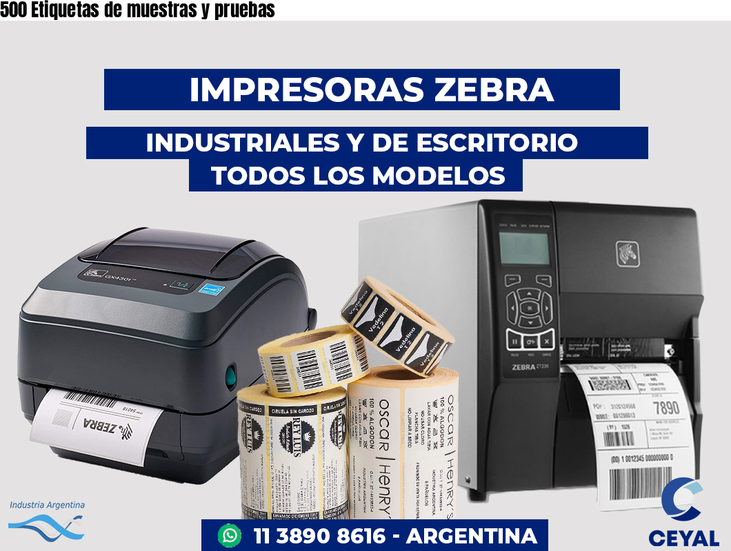 500 Etiquetas de muestras y pruebas