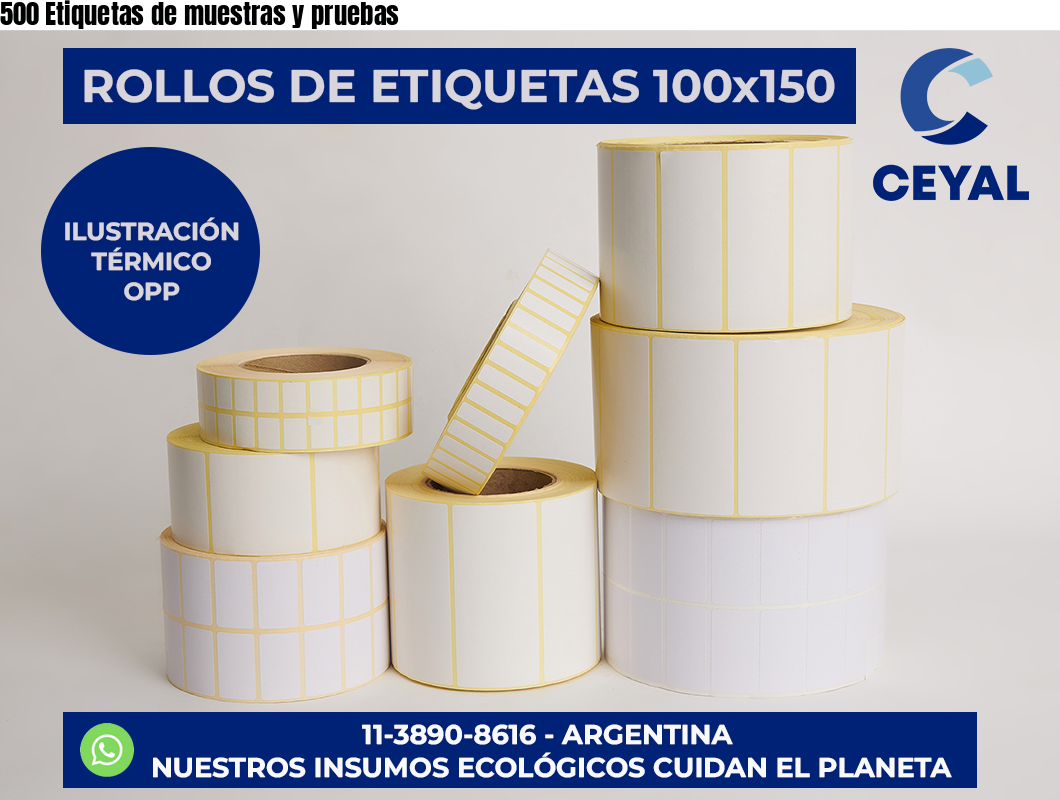 500 Etiquetas de muestras y pruebas