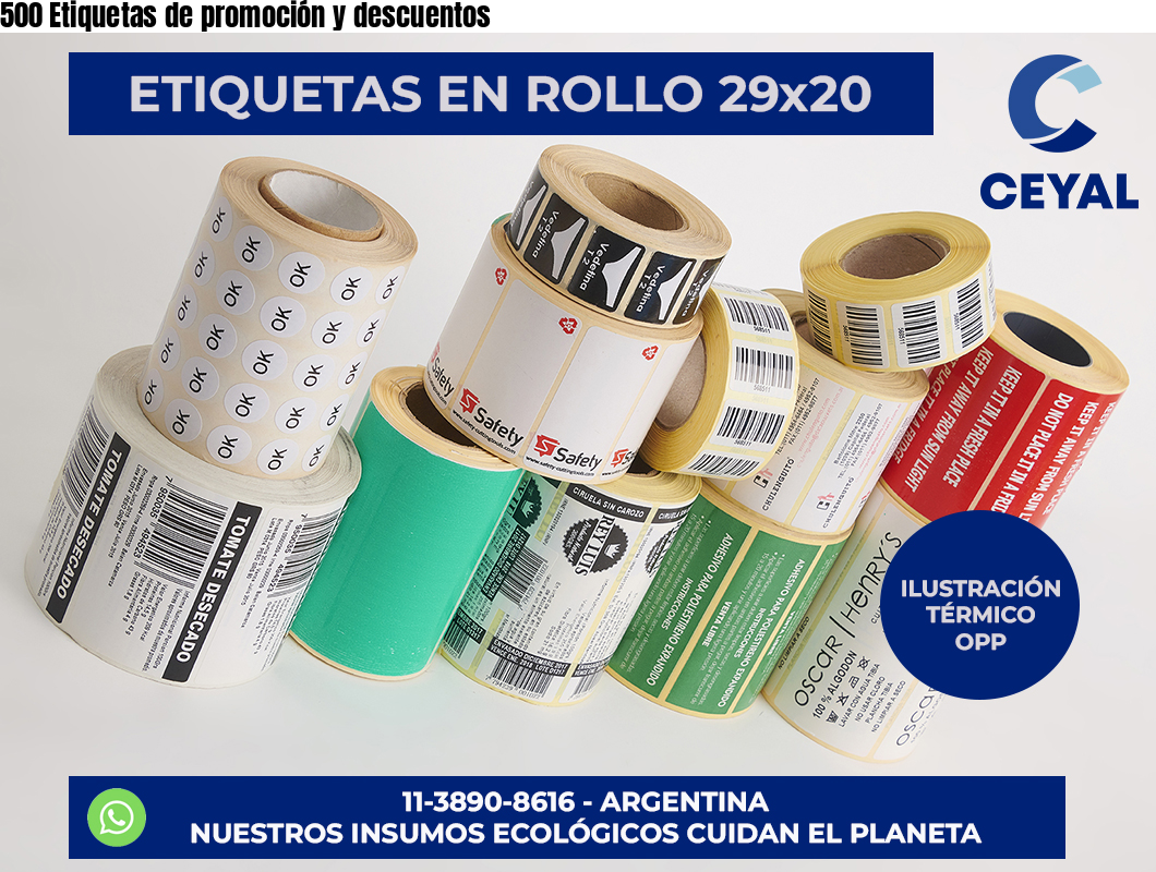 500 Etiquetas de promoción y descuentos