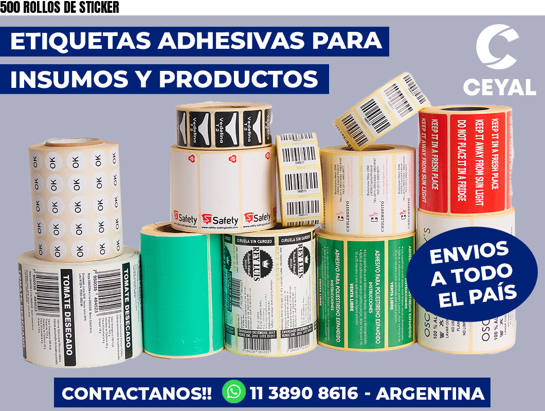 500 ROLLOS DE STICKER