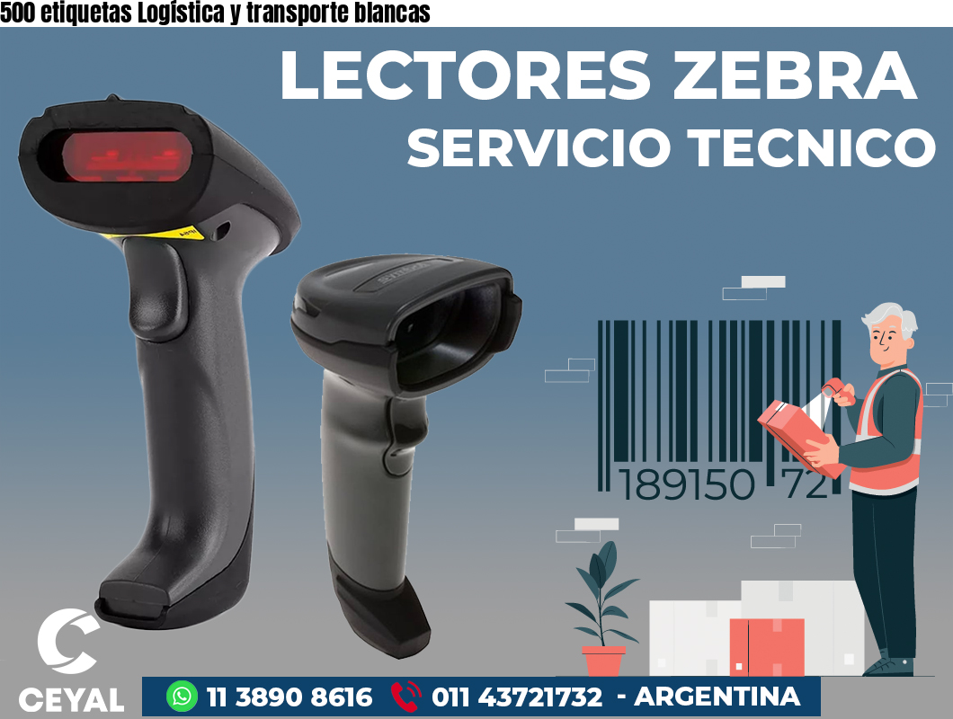 500 etiquetas Logística y transporte blancas