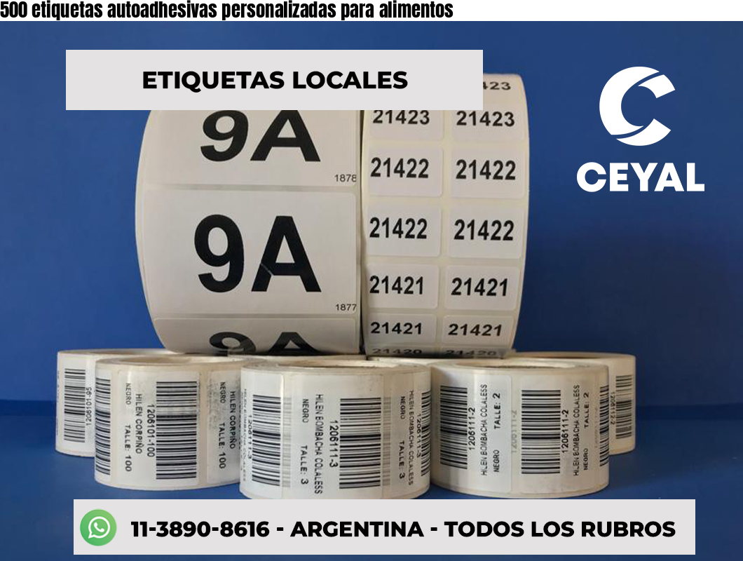500 etiquetas autoadhesivas personalizadas para alimentos