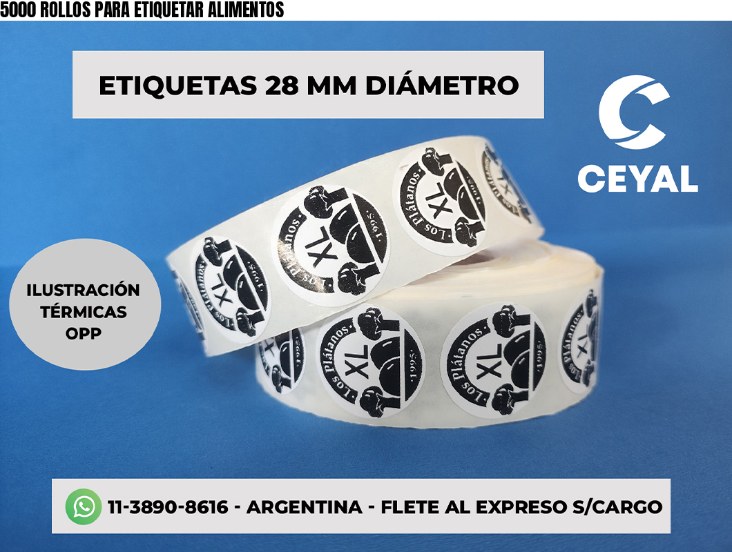 5000 ROLLOS PARA ETIQUETAR ALIMENTOS