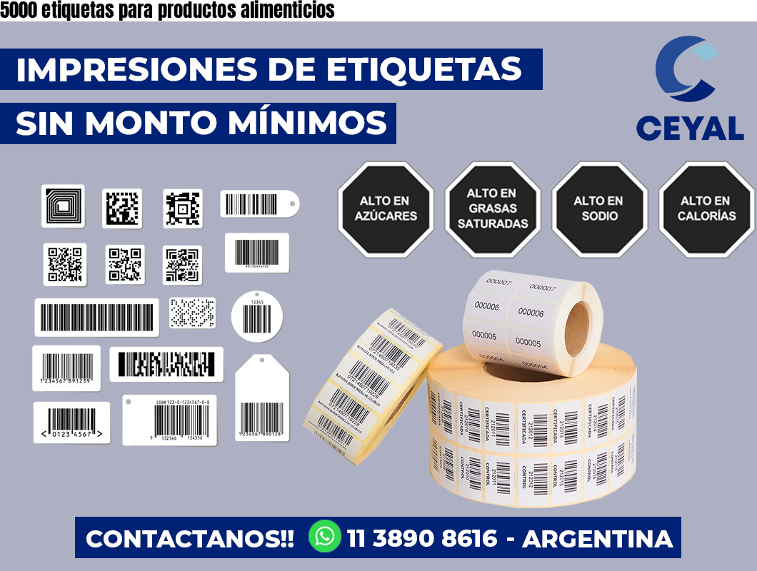 5000 etiquetas para productos alimenticios